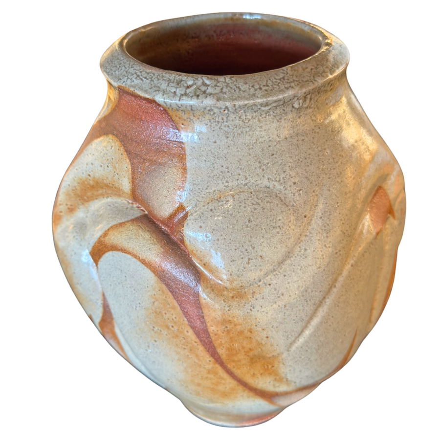 Large Sand and Rust Glaze Stoneware Vase