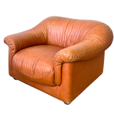 Pair of Cognac Leather ‘Soleado’ Lounge Chairs by Mobil Girgi, 1970s