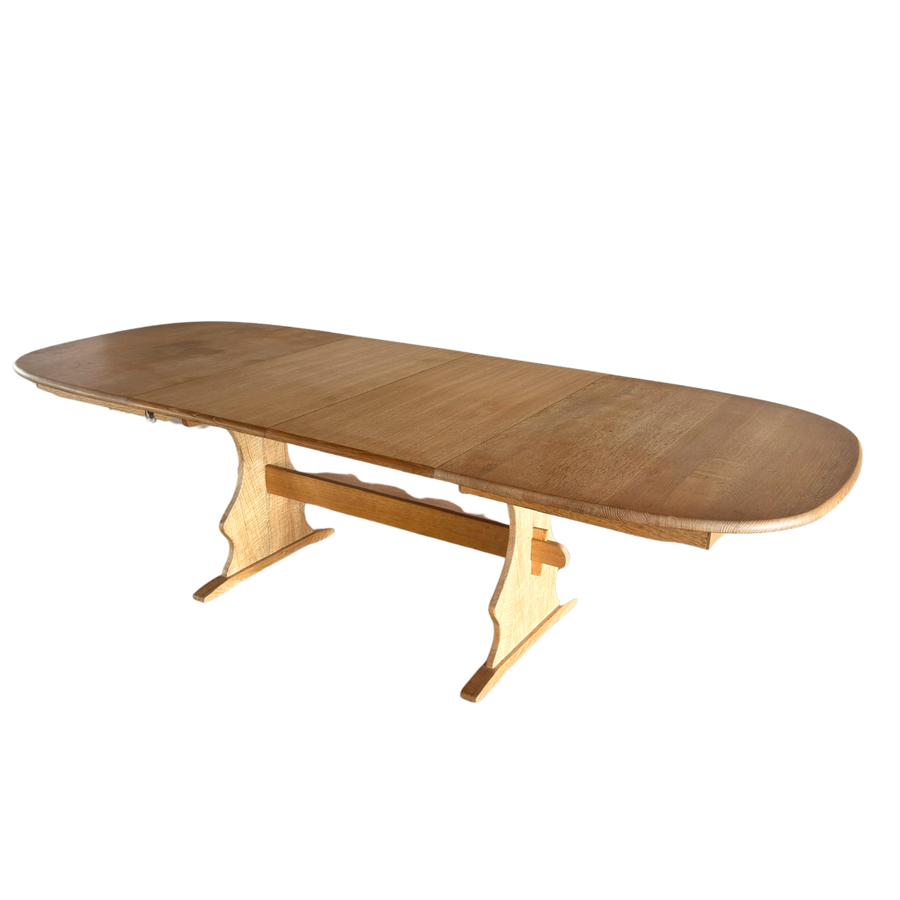Vintage Swedish Oak Trestle Dining Table