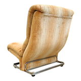 Pair of Honey Velvet Chrome Cantilever Lounge Chairs, 1970s