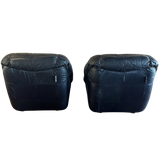 Pair of Vintage Italian Black Leather Chairs