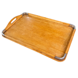 Handmade Wood Serving Tray with Metal Accents
