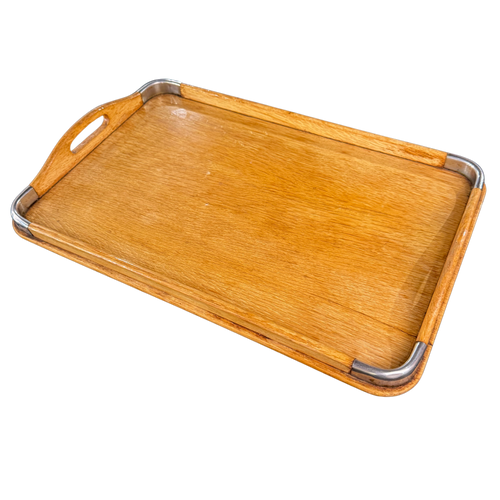 Handmade Wood Serving Tray with Metal Accents
