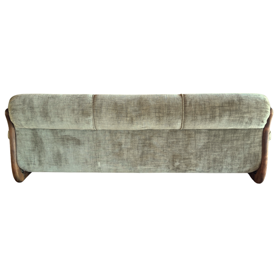 Vintage Sage Green Spanish Oak Framed Sofa, 1960s