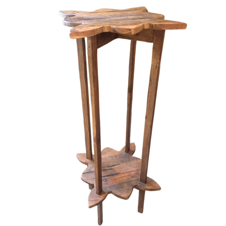 Aged Oak Clover Pedestal Table