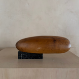 Abstract Teak and Black Marble Sculpture