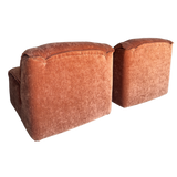 Pair of Italian Armless Lounge Chairs in Rosewood Velvet