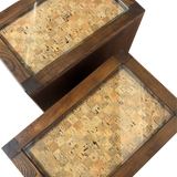 Pair of Brutalist Oak and Cork Nightstands, 1970s