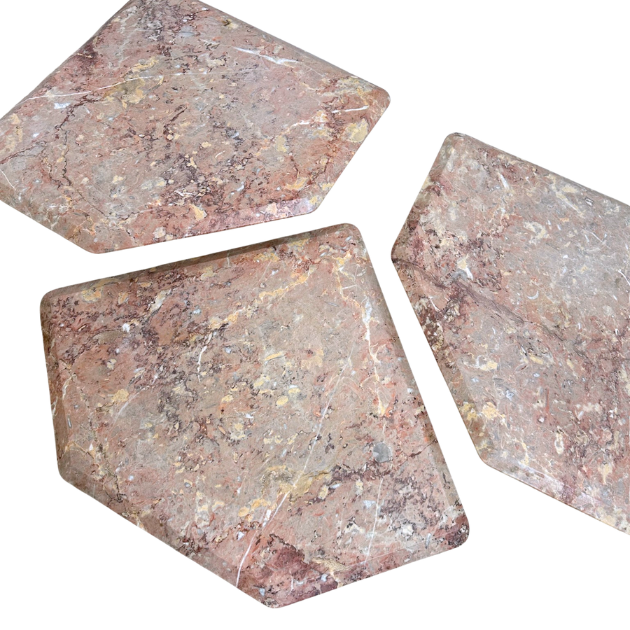 Trio of Dusty Rose French Marble Tables