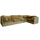 5 Piece Milo Baughman Sectional in Deep Ochre Velvet