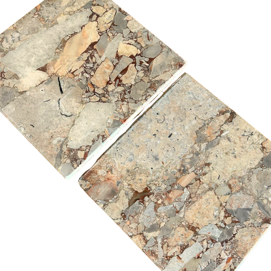 Pair of Italian Breccia Marble Nesting Tables