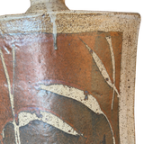 Large Square Ceramic Vase with Abstract Leaf Motif