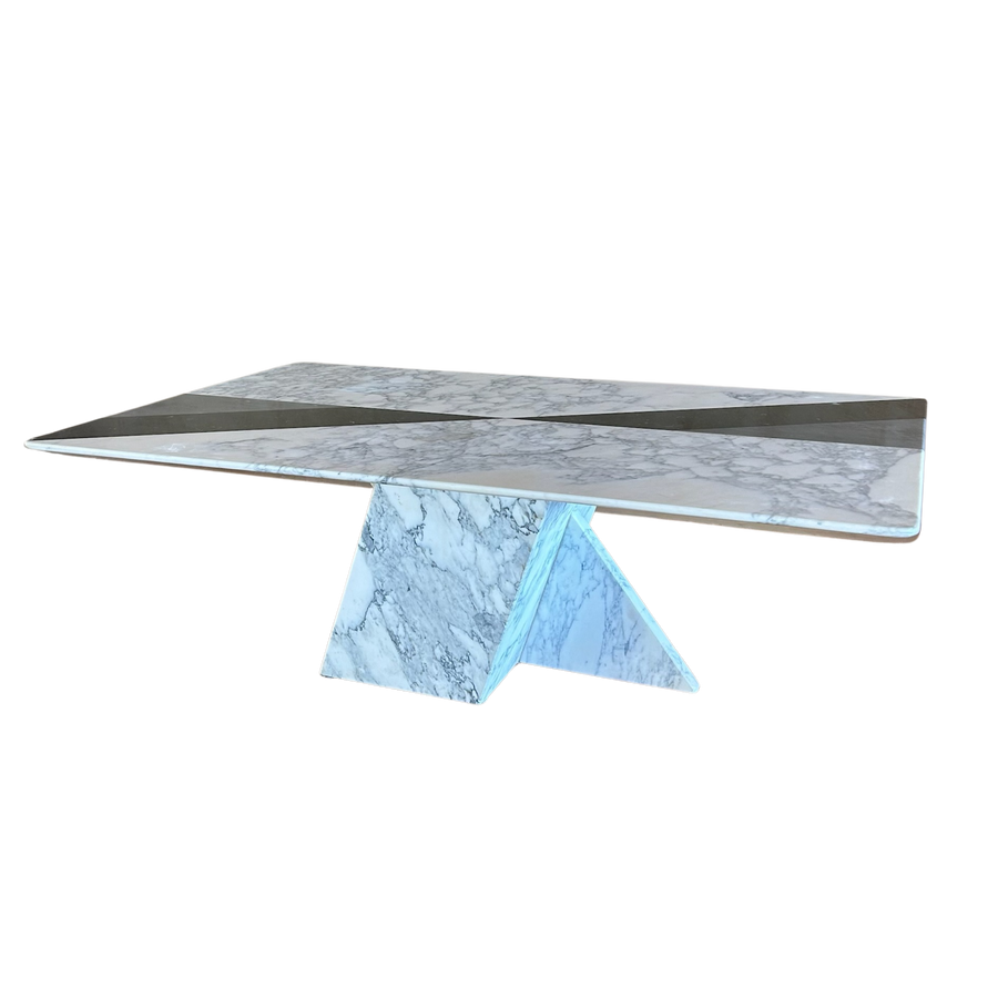 Sculptural Marble and Stone Inlay Coffee Table