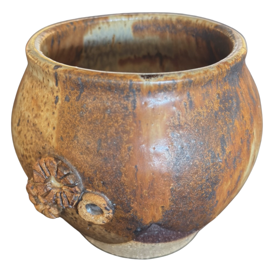 Speckled Ochre Studio Pottery Vase