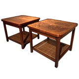 Pair of Walnut and Cane Tiered Side Tables by Jack Cartwright, 1960s