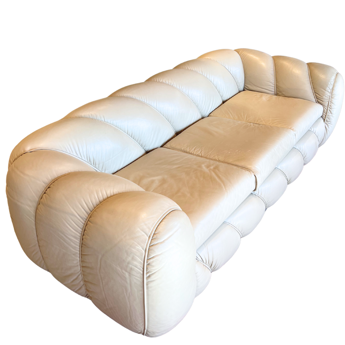 Taupe Leather 'Candy' Sofa by Vivai Del Sud, 1980s