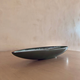 Sculptural Emerald Green Oval Ceramic Dish