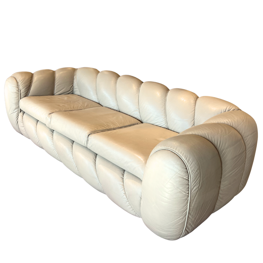 Taupe Leather 'Candy' Sofa by Vivai Del Sud, 1980s