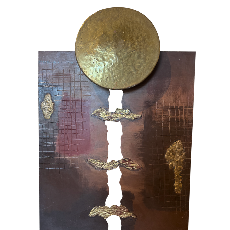 Brutalist Mixed Metal Console with Integrated Lighting by Leo Maltes