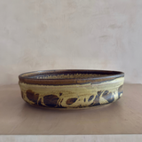 Vintage Rustic Yellow Glazed Pottery Basin