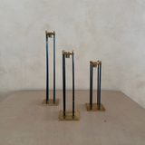 Trio of Metal and Brass Candle stick holders