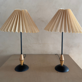 Wood Accented Pleated Shade Table Lamps