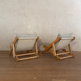 Pair of French Adjustable Wood Frame Lounge Chairs