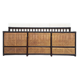 Vintage French Natural Wicker and Ebony Sofa