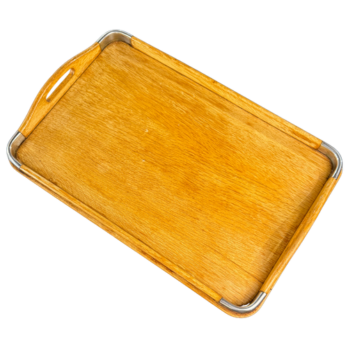 Handmade Wood Serving Tray with Metal Accents