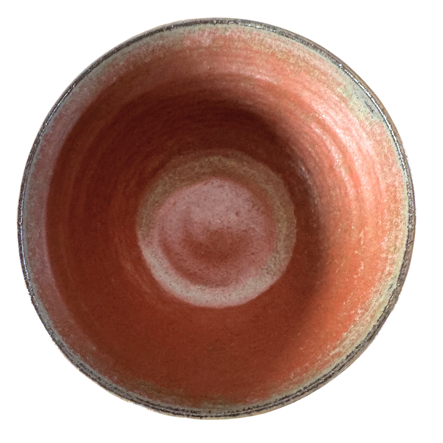 Studio Pottery Bowl in Terracotta and Green Glaze