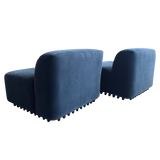 Pair of Blue Velvet Slipper Chairs by Titina Ammannati and Gianpiero Vitelli for Brunati Italia