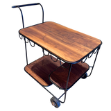 Mid Century Iron and Walnut Bar Cart