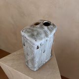 Rectangular Rust and Drip Glaze Vase with Side Opening