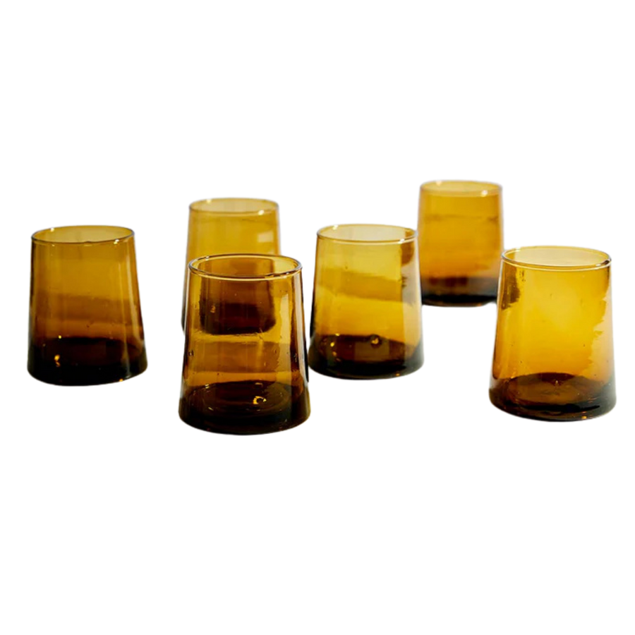 Set of 6 Small Moroccan Cone Glasses - Amber