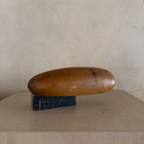 Abstract Teak and Black Marble Sculpture