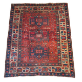 Vintage Red and Cream Wool Kilim