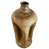 Cream and Brown Glazed Studio Ceramic Vessel