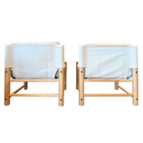 Pair of Canvas Oak Frame Safari Chairs, 1970s
