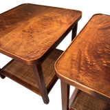 Pair of Walnut and Cane Tiered Side Tables by Jack Cartwright, 1960s