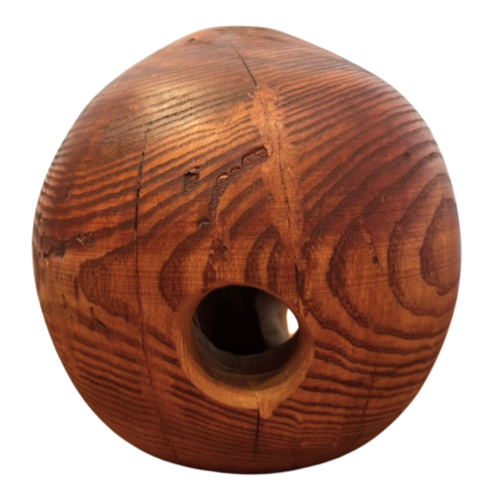 Carved Wood Sphere Sculpture