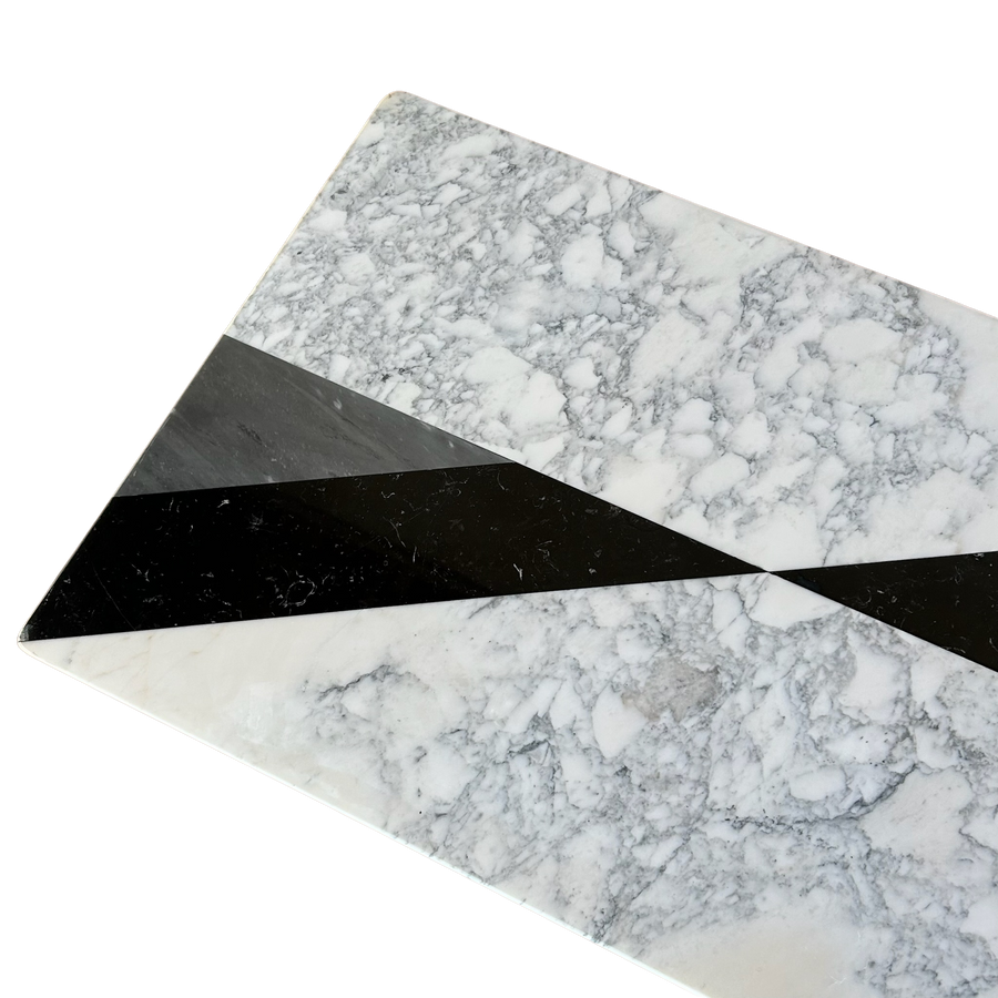 Sculptural Marble and Stone Inlay Coffee Table