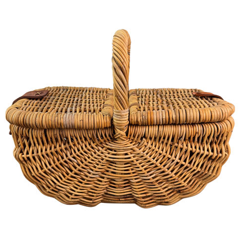 Picnic Basket with Leather Accents