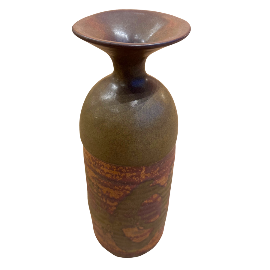 Olive and Plum Glaze Studio Vase