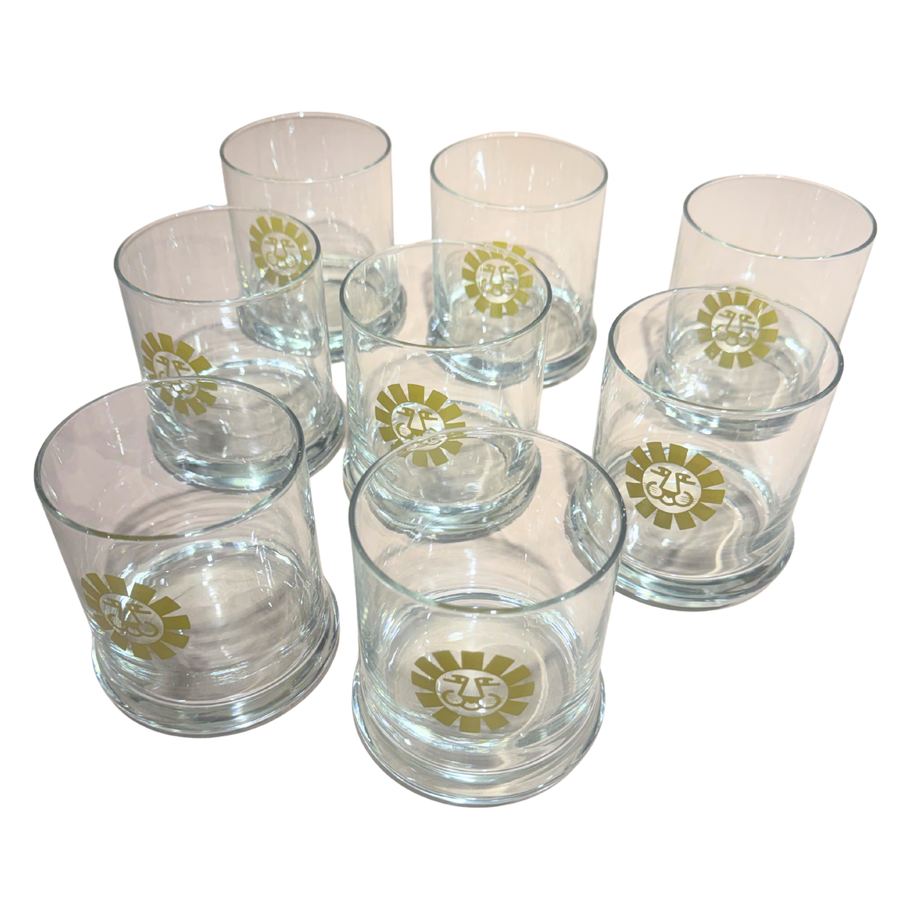 Set of 8 Yellow Accent Glasses