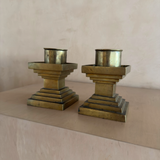 Pair of Structural Brass Candle Holders