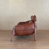 Tufted Cognac Leather MP-81 Sofa by Percival Lafer, 1970s.