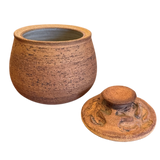 Small Lidded Studio Jar in Textured Red Clay