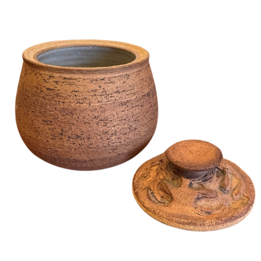 Small Lidded Studio Jar in Textured Red Clay