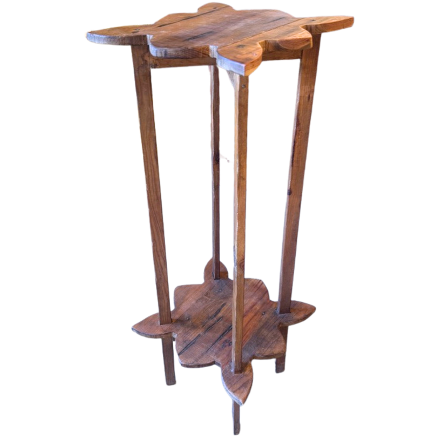 Aged Oak Clover Pedestal Table