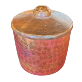 Small Oxide Red Hammered Metal Lidded Jar